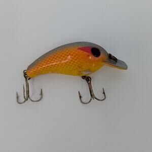 VTG Bomber Wood Crankbait Fishing Lure Metal Lip Orange Craw Pattern Deep Diver
